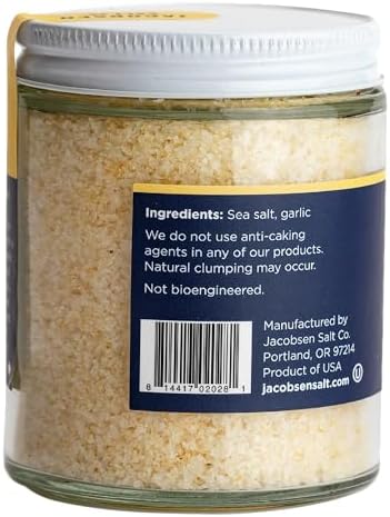 Jacobsen Salt Co. Black Garlic Salt, Kosher, Non-GMO, Umami - 2.5 Oz | Steak Seasoning, Non-Iodized, Made in USA, Sweet Umami Flavored, Kosher Sea Salt, Infused with Garlic