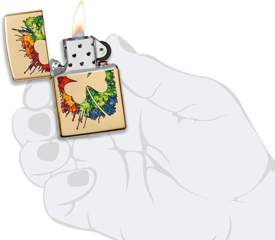 Zippo Clover Design Pocket Lighter, High Polish Chrome, One Size (ZO24699)