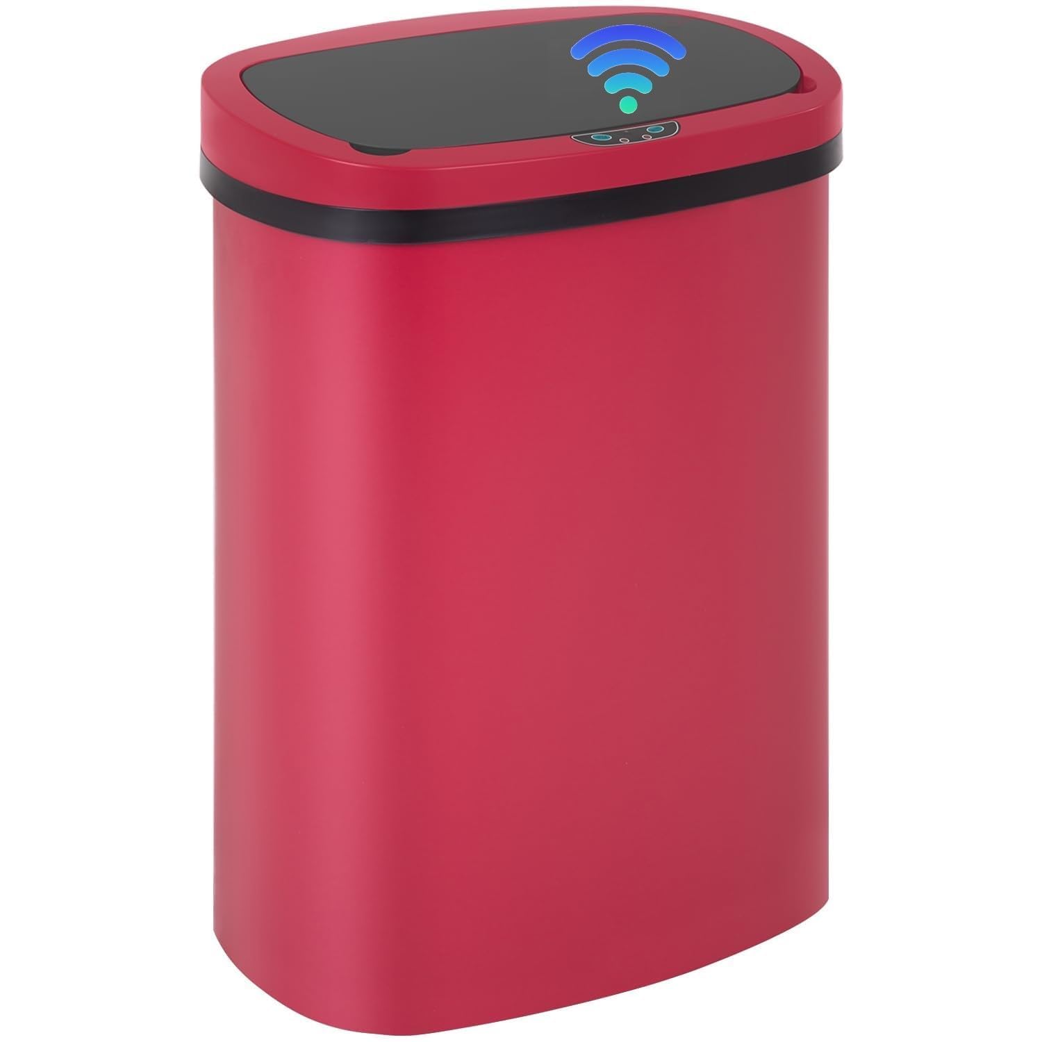 13 Gallon Touch-Free Automatic Stainless-Steel Trash Can Garbage Can Metal Trash Bin with Lid for Kitchen Living Room Office Bathroom, Electronic Motion Sensor Automatic Closure & Opening