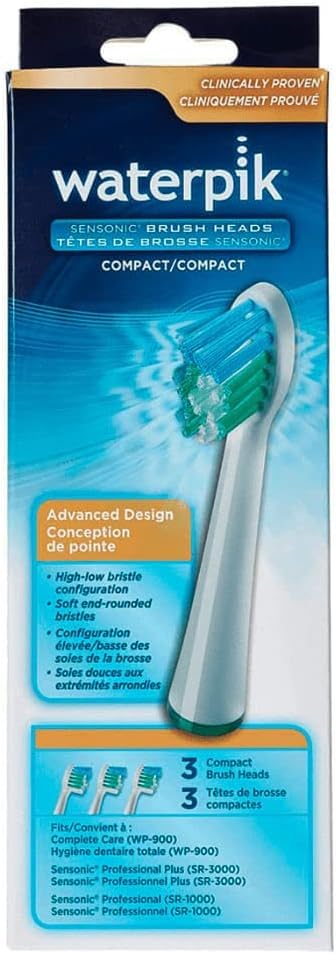 Waterpik Standard Brush Heads, Replacement Tooth Brush Heads For Former Sensonic/Complete Care Models, SRRB-3W, 3 Count
