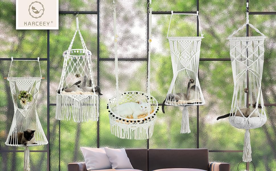 KARCEEY 5 type of macrame cat hammock