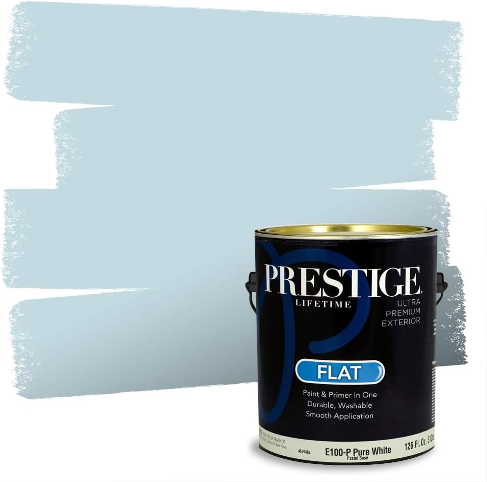 Prestige Paints E400-P-SW6506 Exterior Paint and Primer in One, 1-Gallon, Satin, Comparable Match of Sherwin Williams Vast, 1 Gallon, SW45-Vast Sky
