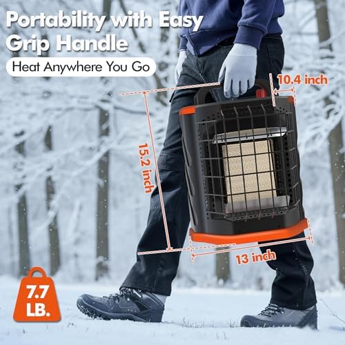 Fitfirst Portable Propane Heater - 9000 BTU Outdoor Tent Heater for Camping, 2 Heat Settings & Tip-Over/ODS Protection, Essential for Patio, RV