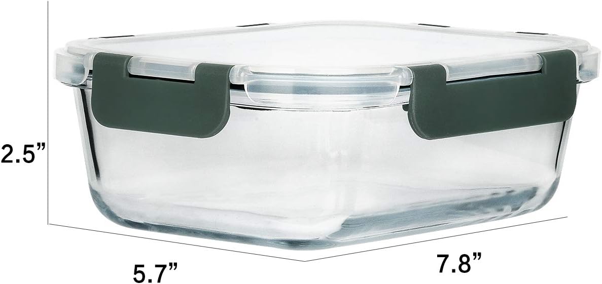 M MCIRCO 8 Pack,30 oz Glass Food Storage Containers with Lids, Gray