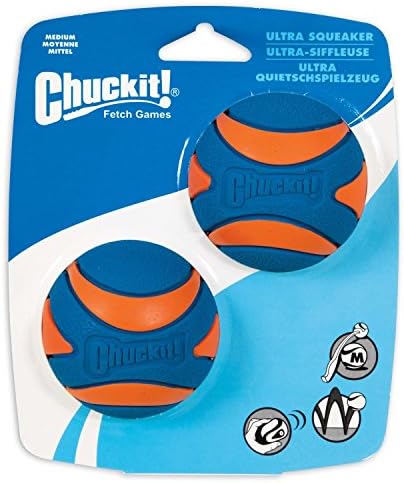 Chuckit! 6 Pack of Ultra Squeaker Ball Dog Toys, Medium, Whistles When Thrown