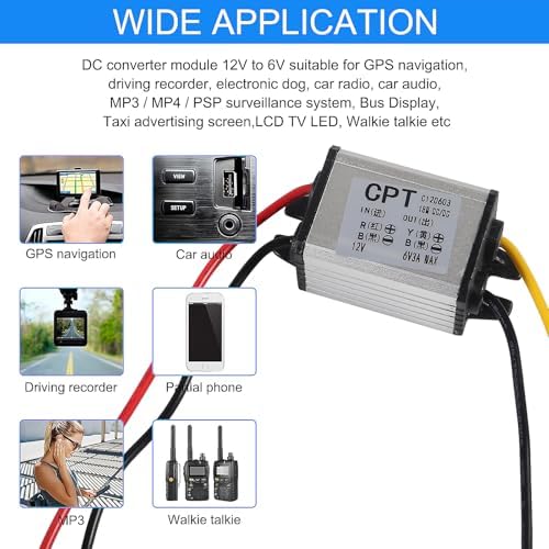 2PCS 12V to 6V Car Power Voltage Converter DC 9V-22V 12V to DC 6V Buck Voltage 3A 18W Waterproof High Efficiency Step Down Volt Module Power Supply