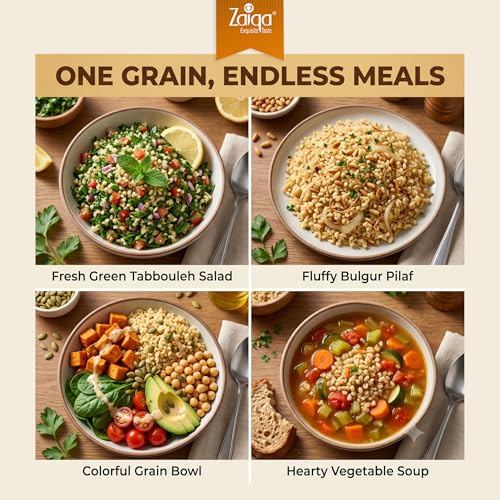 Zaiqa Bulgur Wheat #3 Coarse Grain - 2LB | 100% Whole Durum, Non-GMO & Vegan | Quick-Cooking Ancient Grain for Pilaf, Hearty Sides, Stuffing & Soups