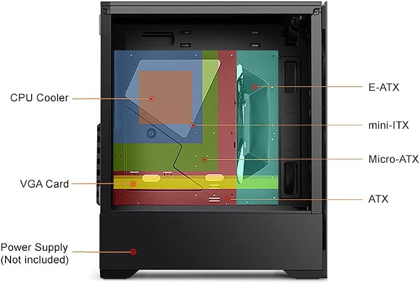 Bgears b-Voguish Gaming PC Case with Tempered Glass panels, USB3.0, Support E-ATX, ATX, mATX, ITX. (Fans are sold separately)