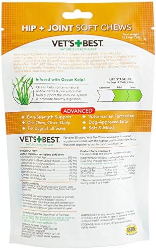 Vet's Best Advanced Hip & Joint Soft Chews for Dogs, 30 Day Supply | Glucosamine & Chondroitin Soft Chews, Supports Joint Mobility & Cartilage Health
