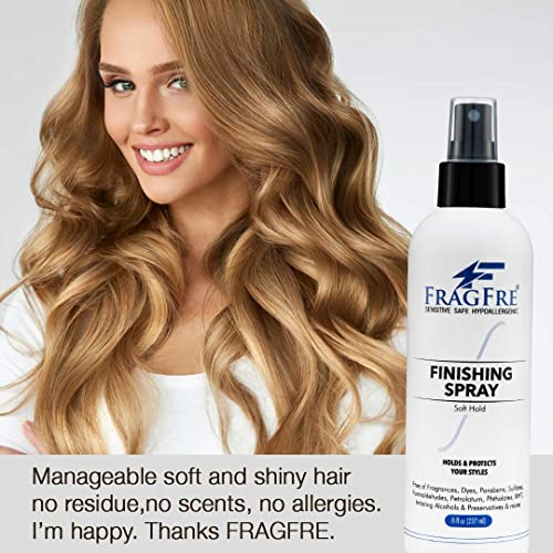 Hair Finishing Spray 8 oz - Flexible Soft Hold - Hair Spray for Sensitive Skin - Fragrance Free Hypoallergenic Parabens Free - Non Irritating Quick