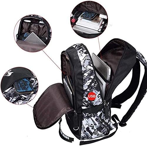 Asge Large Nylon Backpacks for Boys & Girls, Waterproof Satchel with Print, School Bags for 8-16 Years