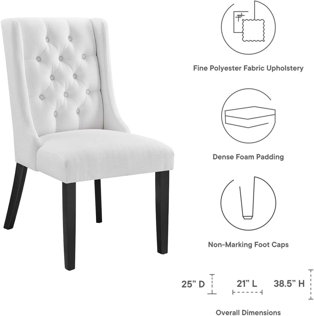 Modway Baronet Modern Tufted Upholstered Fabric Parsons Kitchen and Dining Room Chair in Beige