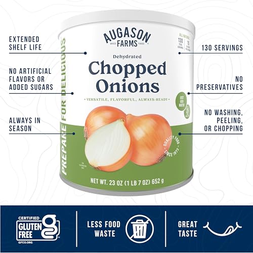 Augason Farms Dehydrated Chopped Onions Can | Emergency Food Supply, 130 Servings, 25 Year Shelf Life, Great for Cooking and Baking, Dehydrated Meals
