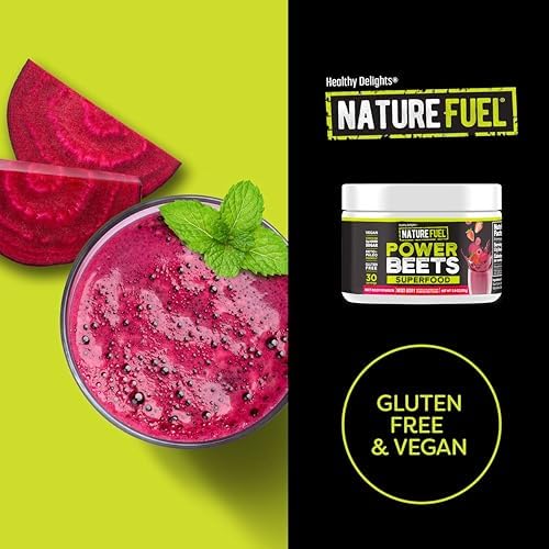 SlimFast Healthy Delights Nature Fuel Power Beets Vegan Beet Juice Powder | 0g Added Sugar, Beet Root Supplement, Beetroot, Mixed Berry, 30 Servings