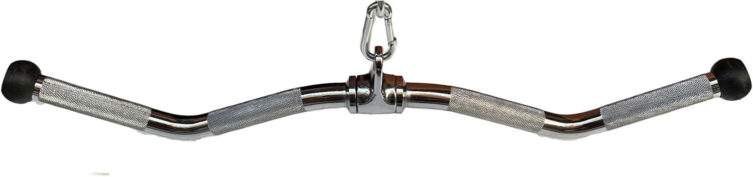 Revolving Lat Pulldown Bar for Cable Machine, Straight Bar with Rubber Grip - Tricep Press Down, Curl & Back Exercise Attachment for Home Gym
