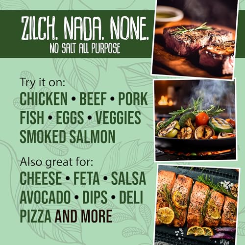 Organic No Salt Seasoning - Zilch Nada None by Flavor Seed, Salt Substitute for Cooking with Herbs & Spices, All Purpose Seasoning for Meat