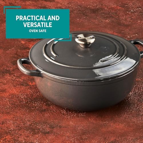 MIRRO 4.8qt Cast Iron Enamel Dutch Oven, Gray