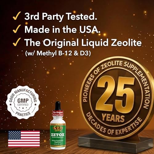 ZETOX | Zeolite Detox for Kids and Adults | Enhanced with Methyl Vitamin B12 and D3 | Premium Grade Liquid Clinoptilolite Zeolite Drops | Supports