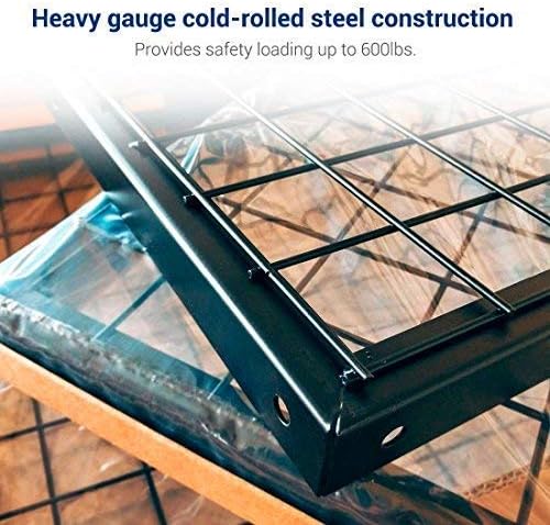 FLEXIMOUNTS 4x8 Overhead Garage Storage Rack with Hooks, Black