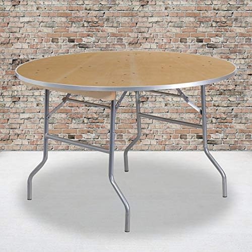 Flash Furniture 4 ft Metal Folding Round Banquet Table with Metal Edges | Durable Construction, Commercial Use