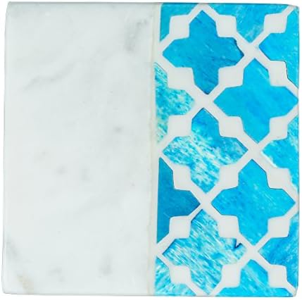 Thirstystone 4 Pack Natural Marble Square Coasters with Protective Cork Backing, Elegant, Luxourious, Easily Wipes Clean