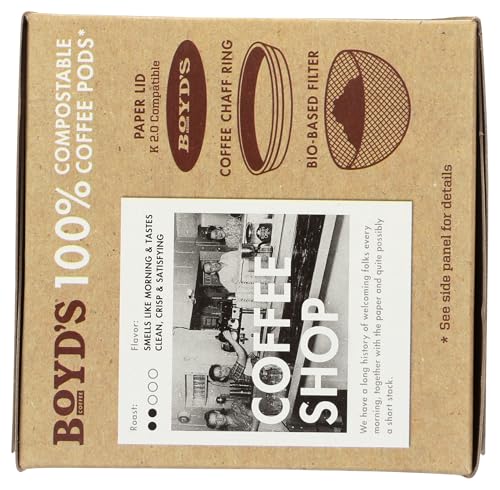 Boyd's Coffee Red Wagon Single Serve, 12 Count | BPI certified, Rainforest Alliance beans, smoky flavor, smooth finish, roasted in Portland, Oregon