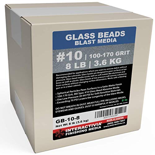 #10 Glass Beads - 8 lb or 3.6 kg - Blasting Abrasive Media (Extra Fine) 100-170 Mesh or Grit - Spec No 10 for Blast Cabinets Or Sand Blasting Guns