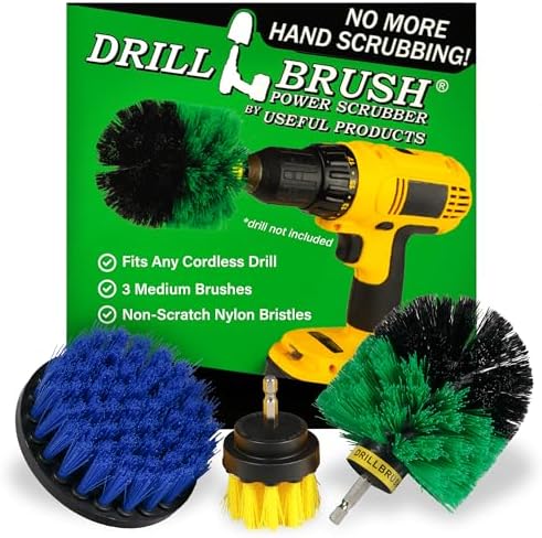 Drillbrush Drill Brush Attachment Set for Bathroom, Tile & Grout Cleaning | Power Scrubber Brush Kit for Bathtub & Shower - All-Purpose Household Cleaning Brushes for Drill - Electric Grout Cleaner Kit