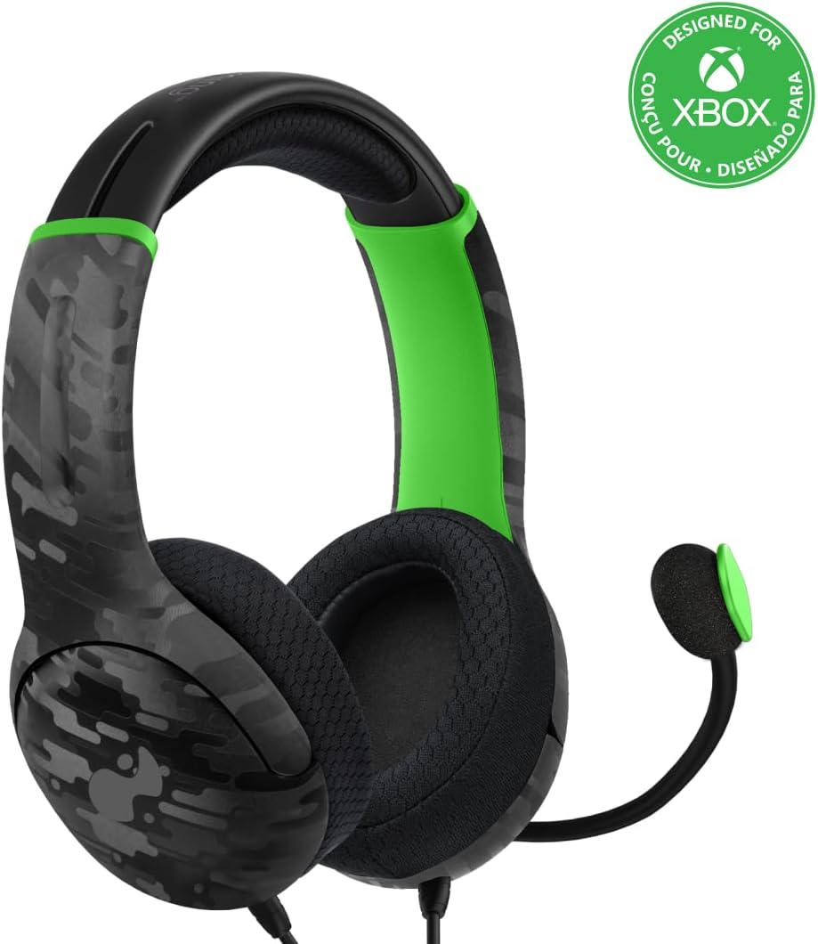 PDP Gaming AIRLITE Xbox Headset with Noise-Cancelling Microphone, Licensed Microsoft Series X|S, Xbox One Accessories, PC/Windows 10/11, Lightweight Wired Power Stereo headphones - Black