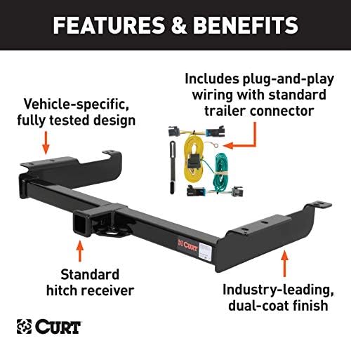 CURT 99316 Class 3 Trailer Hitch, 2-Inch Receiver, 4-Pin Wiring Harness, Select Chevrolet Express, GMC Savana 1500, 2500, 3500
