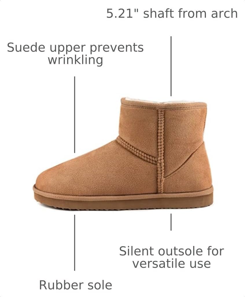 Zizor Women's Cozy Short Bootie Slippers, Winter Warm Hard Bottom House Shoes with Fuzzy Lining