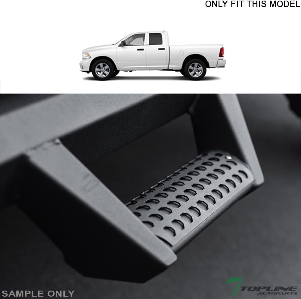 7422452474476 Compatible with 2009-2018 Dodge Ram 1500/2019-2024 Classic Quad (Extended) Cab Matte Black Hoop Drop Step Side Nerf Bars v2