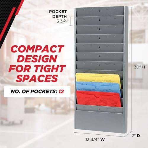 CHAMP Repair Order Rack, 18-Pocket Wall Mount Organizer, Gray