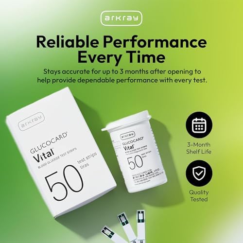 ARKRAY GLUCOCARD Vital Blood Glucose Test Strips – No Coding Required, Fast 7-Second Results
