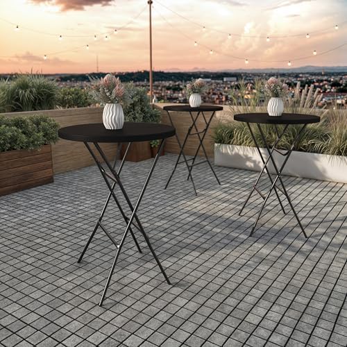 Flash Furniture Elon 32' Round Folding Bar Height Table for Parties and Commercial Events, Indoor/Outdoor Plastic Tall Round Table, White | Lightweight, Easy Storage, Commercial Grade
