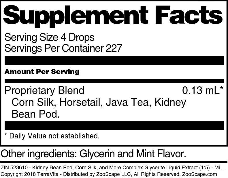 Terravita Kidney Complex Glycerite Liquid Extract (1:5) - Mint Flavored (1 oz, ZIN: 523610)