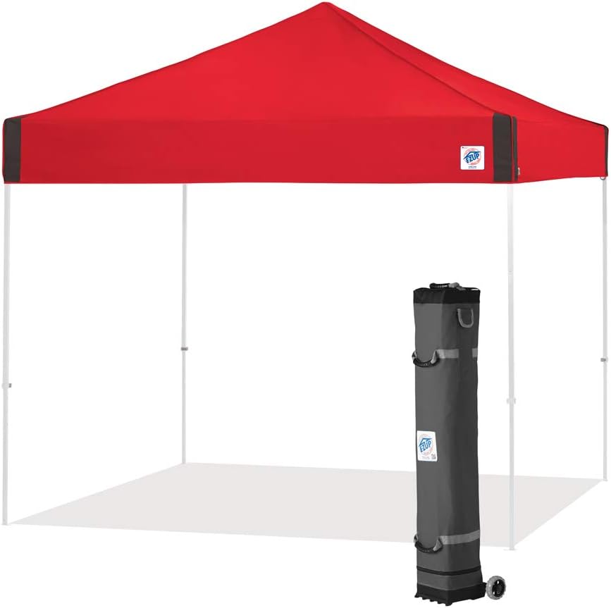 E-Z UP Pyramid Instant Shelter Canopy Pop Up Tent, 10' x 10' with Wide-Trax Roller Bag & 4 Piece Spike Set, Royal Blue