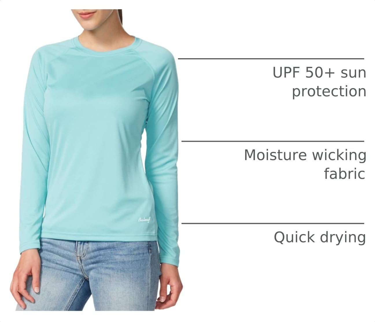 baleaf Women's UPF 50+ Sun Shirts Long Sleeve Stretchy Quick Dry | Lightweight, Rash Guard, UPF 50+ Sun Protection, Breathable Comfort material for Hking Workout, Excellent for hot weather