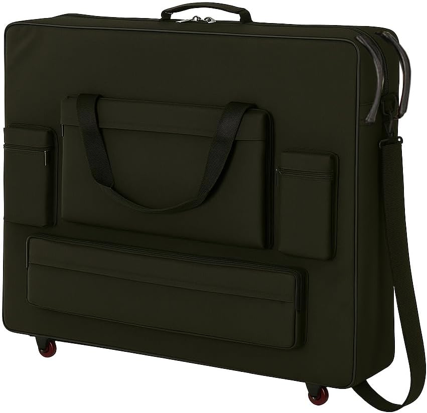 Deluxe Portable Massage Table Carrying Case with Wheels – Heavy-Duty Nylon Travel Bag with Shoulder Strap & Pockets – Fits Most Standard Folding Massage Tables – Black (30")