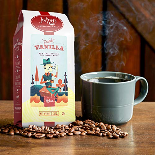 Joffrey's Coffee - French Vanilla, Flavored Coffee, Artisan Medium Roast, Arabica Beans, Vanilla Custard & Caramel Flavor, Gluten-Free, No Sugar (Ground, 16 oz)
