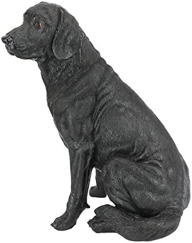 Design Toscano Labrador Retriever Dog Indoor/Outdoor Garden Statue, 9 Inch Wide, 15 Inch Tall, Cast Stone Resin, Black Painted Finish
