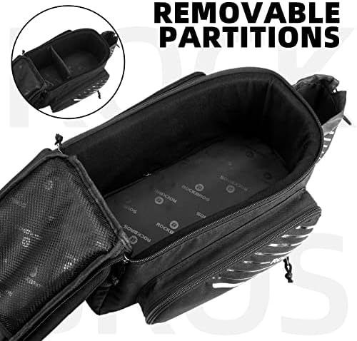 ROCKBROS 15L Bike Rear Rack Bag Pannier Trunk Bag with Rain Cover | Large Capacity Storage Bag Detachable Shoulder Strap Bicycle Trunk Rear Rack Bag Fits All Bikes E-bikes for Daily Cycling