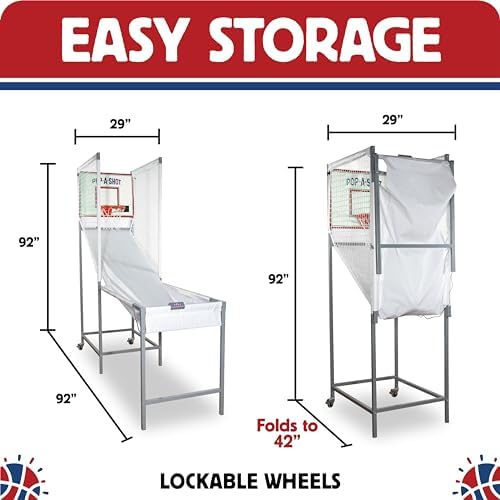 Pop-A-Shot Pro Single Shot | 1-Hoop Pro-Grade Electronic Arcade Basketball | Commercial-grade Arcade Basketball Game with 6 Game Modes, 4 Basketballs