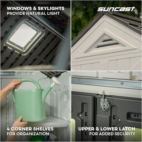 Suncast 8x10 Ft. Outdoor Storage Shed - Large Resin Outdoor Shed with Floor Included