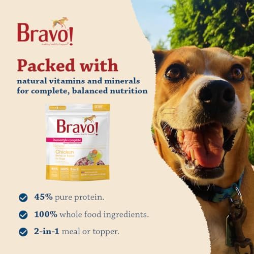 Bravo! Homestyle Complete Freeze Dried Raw Dog Food, Beef, 2 Pounds | Whole Food Ingredients, Rehydrate with Water for Up To 9 Pounds of Food, Use as Meal or Food Topper, Grain Free, Gluten Free
