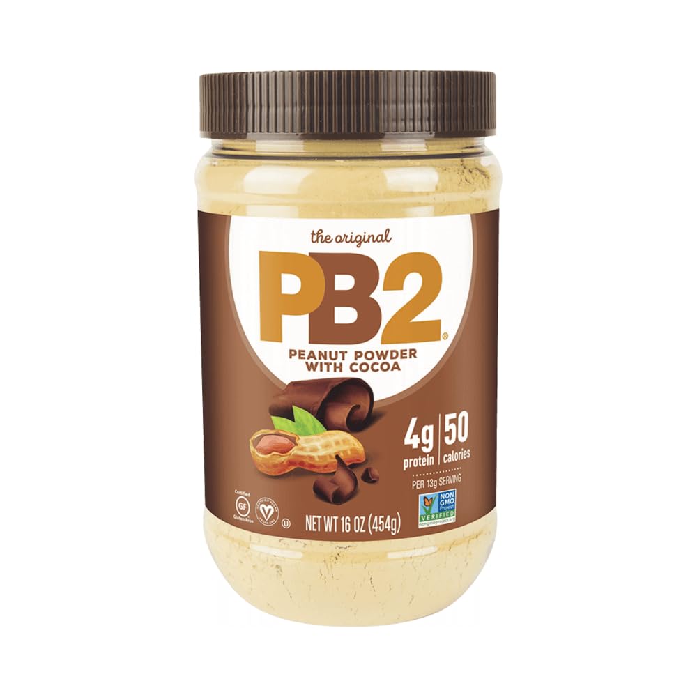 PB2 Powdered Chocolate Peanut Butter with Cocoa - 4g of Protein, 90% Less Fat, Certified Gluten Free, Only 50 Calories per Serving for Shakes, Smoothies, Low-Carb, Keto Diets