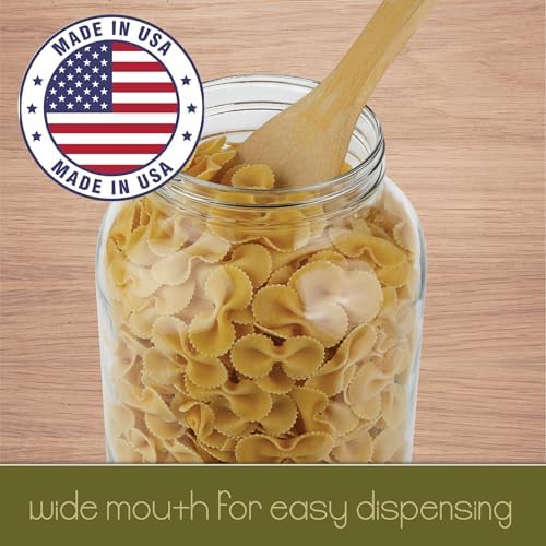 1 Gallon Glass Mason Jars – Extra Large Wide Mouth Jars with Airtight Lids – Perfect for Sourdough Starter, Fermenting, Pickling, and Storage – Made in the USA – Pack of 2