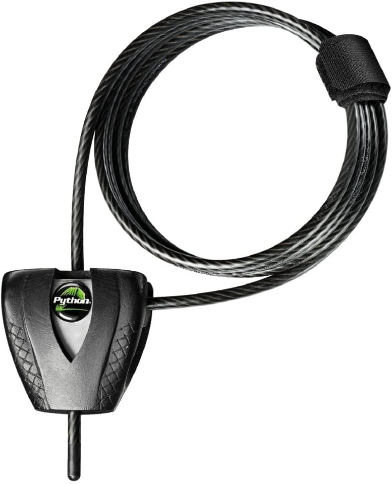 Master Lock Black Python Bike Lock with Key, Adjustable Metal Cable Lock has a Weather Resistant Vinyl Coating for Outdoor Equipment, Bicycles, 6 Feet Long, 8417D