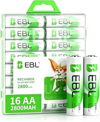 EBL AA Rechargeable Batteries 2800mAh Ready2Charge Quality AA Batteries - 16 Counts