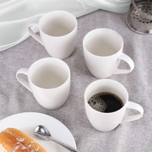 Mfacoy White Coffee Mugs Set of 4, 16 Ounce Mug with Handles, Ceramic Coffee Cups, Porcelain Mugs Sets, Large Coffee Mugs for Coffee, Tea, Hot Cocoa